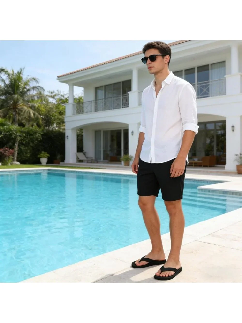 Men's Black Flip Flops With Arch Support Comfortable Yoga Mat Sandals Casual